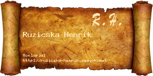 Ruzicska Henrik névjegykártya